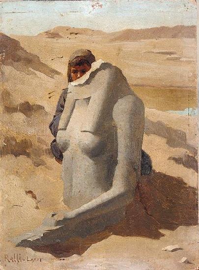 unknow artist Child Hiding Behind Egyptian Sculpture china oil painting image
